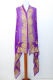 Dupatta Seidenchiffon lila mit goldfarbener Stickerei
