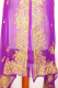 Dupatta Seidenchiffon lila mit goldfarbener Stickerei