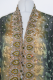 Opulente Dupatta olivgrün-beige mit schwerer Perlenstickerei