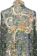 Opulente Dupatta olivgrün-beige mit schwerer Perlenstickerei