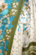 Sari Seide-Baumwolle creme-grün mit Blumenprint