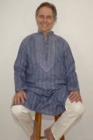 Kurta-Pajama Chikan Baumwolle 2-teilig graublau