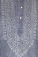 Kurta-Pajama Chikan Baumwolle 2-teilig graublau