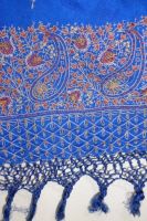 Polyestersari royalblau mit filigraner Stickerei