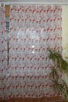 Gardinenschal Jaipur aus feiner Baumwolle mit Blumenprint - weiß-rot