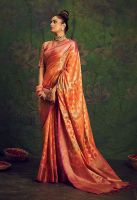 Brokatsari Varanasi orange-magenta