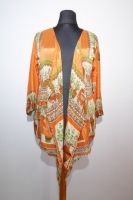 Lässige Blusenjacke gelborange mit Pfauen - Free Size