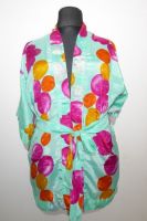 Kimonojacke Vintage türkisgrün mit Blüten und Punkten - Free Size