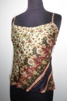 Sommertop Desna Seide creme-braun, Vintage Seidentop aus indischer Sariseide