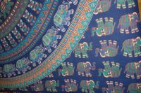 Tagesdecke Mandala dunkelblau mit Elefanten - B-Ware