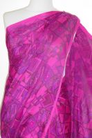Seidensari fuchsia mit violett, Sari aus reinem Seidengeorgette