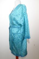 Kurzer Morgenmantel Seide hellblau-türkis, Kimonojacke Vintage aus Sariseide
