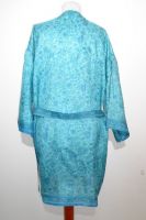 Kurzer Morgenmantel Seide hellblau-türkis, Kimonojacke Vintage aus Sariseide