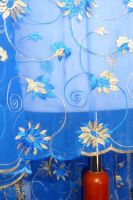 Dupatta Georgette royalblau mit Blumenstickerei