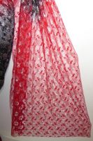 Indischer Sari aus Spitze und Tüll rot-schwarz
