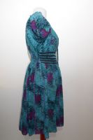 Baumwoll-Kurti / Kleid mit Blumenprint - petrol-magenta-schwarz