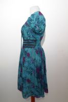 Baumwoll-Kurti / Kleid mit Blumenprint - petrol-magenta-schwarz