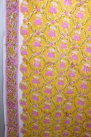 Baumwollstoff Jaipur gelb Vintage mit rosa