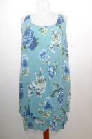 Baumwollkleid wasserblau mit Blumenprint XL