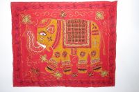 Wandbehang aus roter Baumwolle mit Elefantenmotiv