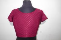 Saribluse Jersey mit Glanzeffekt weinrot XS bis S