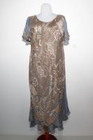 Kleid Neelam Seide grau-beige, Seidenkleid Vintage aus Sariseide, Sommerkleid Seide grau-beige