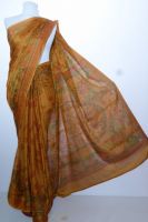 Lagerräumung - Chiffon-Sari beige-orange