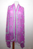 Dupatta Georgette erikaviolett mit Blumenstickerei