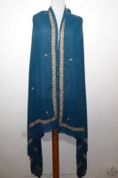 Dupatta Georgette petrol mit Goldbrokat