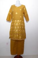 Salwar Kameez 2-teilig curry aus reiner Baumwolle