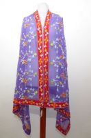 Dupatta Georgette flieder-violett mit roter Borte