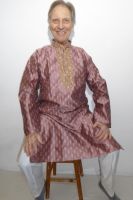 Kurta-Pajama-Set 2-teilig mauve mit Brokatstickerei