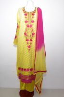 Salwar Kameez 3-teilig gelb-pink