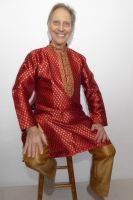 Kurta-Pajama-Set 2-teilig indisch rot mit gold