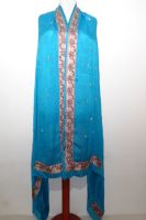 Dupatta aus türkisblauer Seide