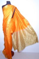 Sari Dekosilk orange mit Goldborte - B-Ware