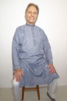 Kurta Chikan Baumwolle graublau XL