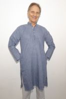 Kurta Chikan Baumwolle graublau - M