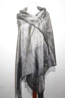 Chiffon-Dupatta petrol-braun mit zarter all-over-Stickerei