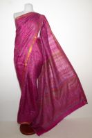 Seidensari Vintage fuchsia mit Goldborten