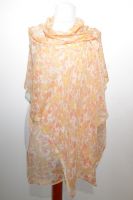 Seidenschal XL apricot-rosé mit zarten Blumenmustern