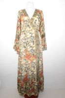 Bodenlanges Wickelkleid Tarika beige, indisches langes Kleid Boho Stil beige-hellbeige