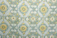 Baumwollstoff Jaipur graugrün mit gelben Blumen