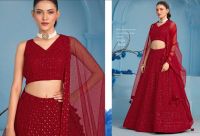 Lengha Choli Sujani Stoffset 3-teilig indisch rot