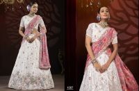 Lengha Choli Sawariya Stoffset 3-teilig weiß und rosa