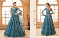 Lengha Choli Maharani Stoffset 3-teilig azurblau