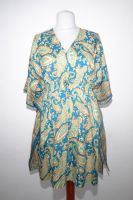 Kurzer Kaftan petrol-hellbeige mit Paisley-Muster