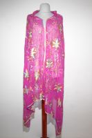 Dupatta Georgette fuchsia mit bunten Blumen