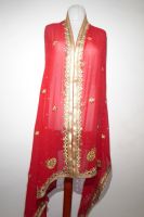 Dupatta Georgette rot mit Perlenstickerei