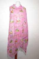 Dupatta Georgette rosa mit bunten Blumen
